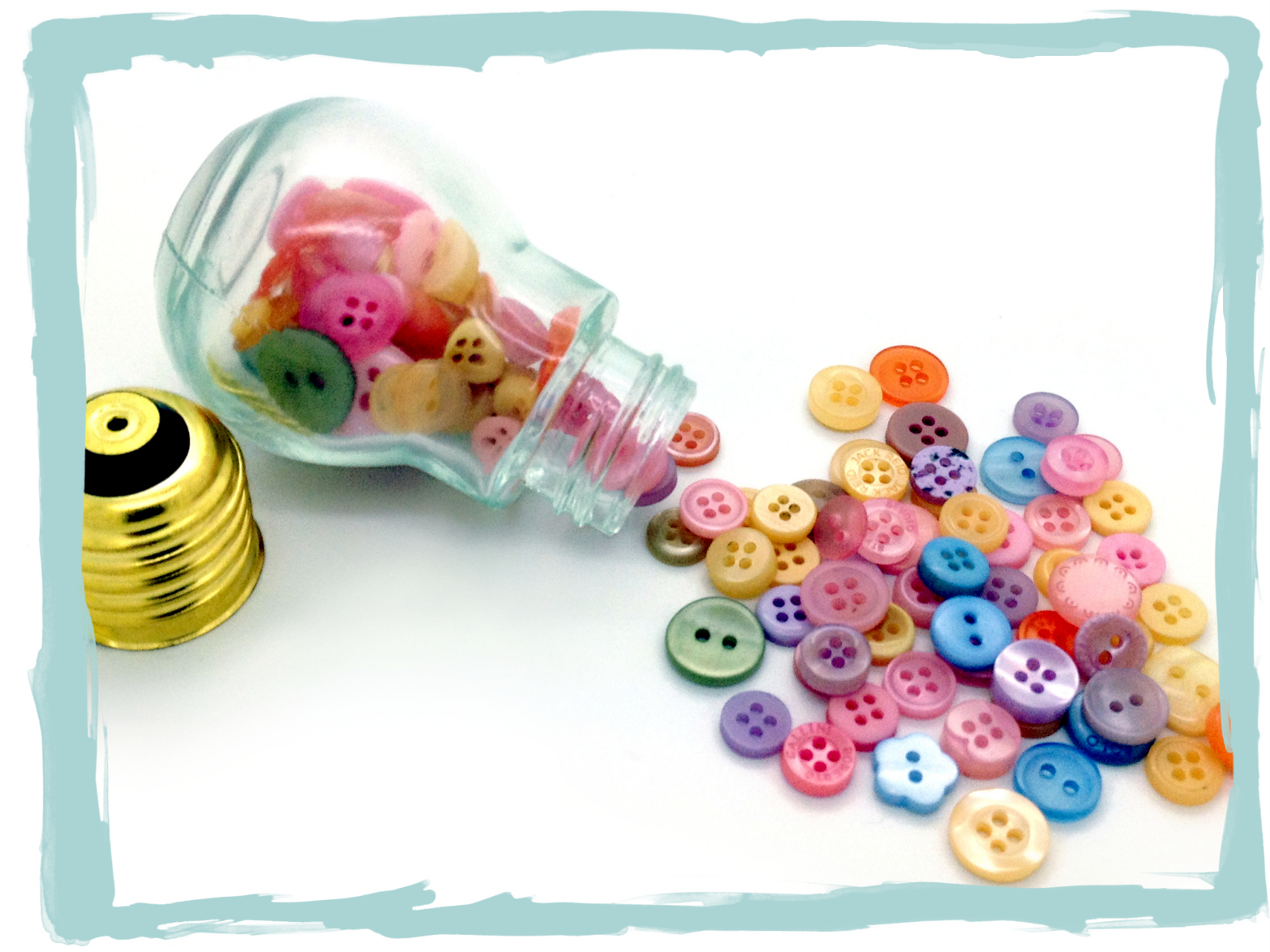 Lightbulb jar of pastel buttons