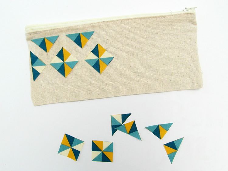 Geometric fabric pencil case