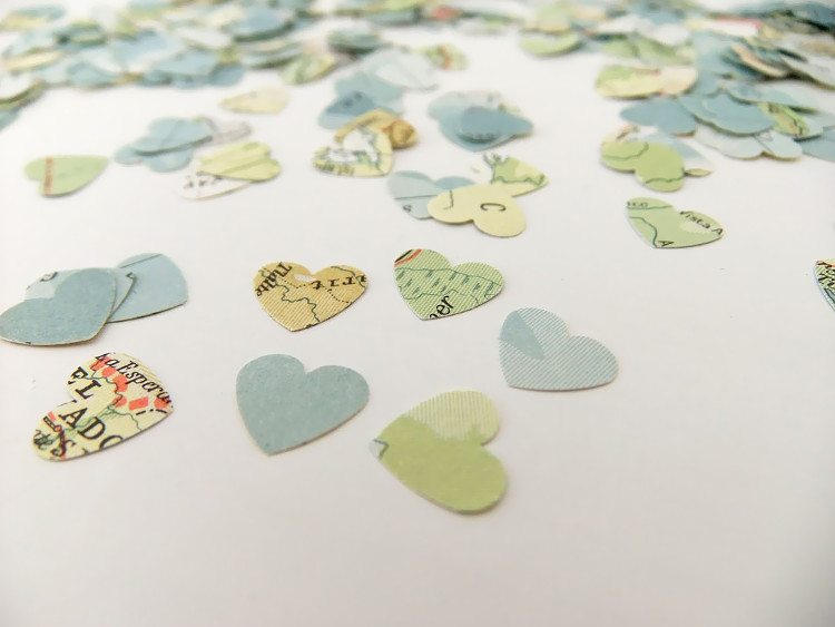 Confetti made from old maps
