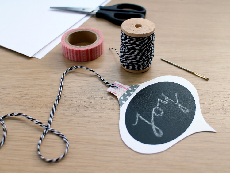 Thread your bauble tag with bakers twine