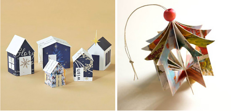 BHG card houses and recycled card ornaments at Michelle Made Me