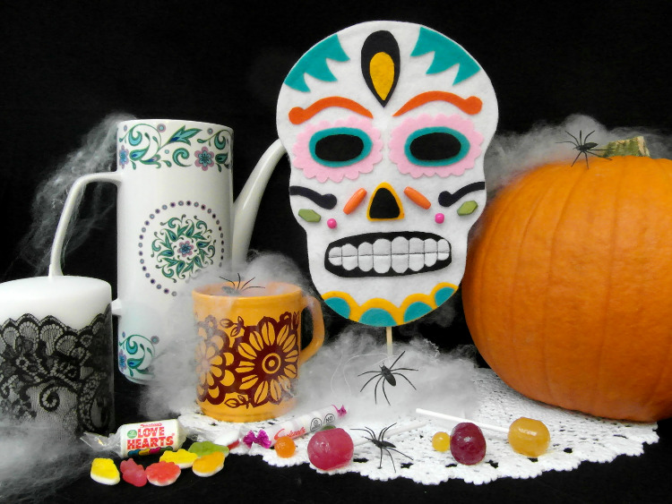 Day of the Dead mask used as a decoration