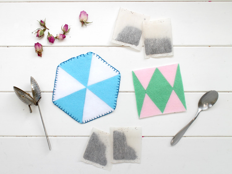 Felt coasters are a great Father's Day gift for tea lovers