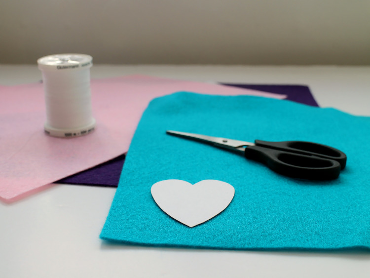 Cutting out felt hearts using a template