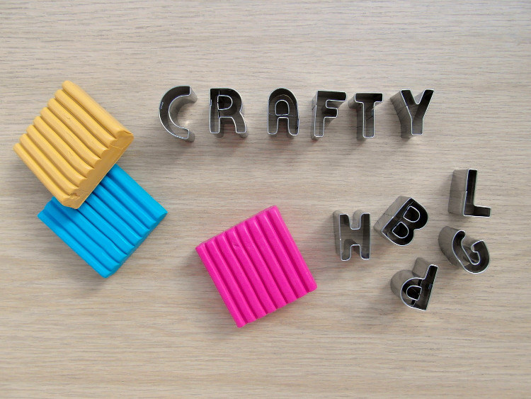 Alphabet cookie cutters and coloured FIMO