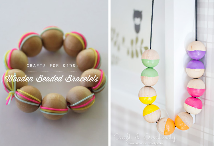 Painted wooden beads and handmade wooden bracelet
