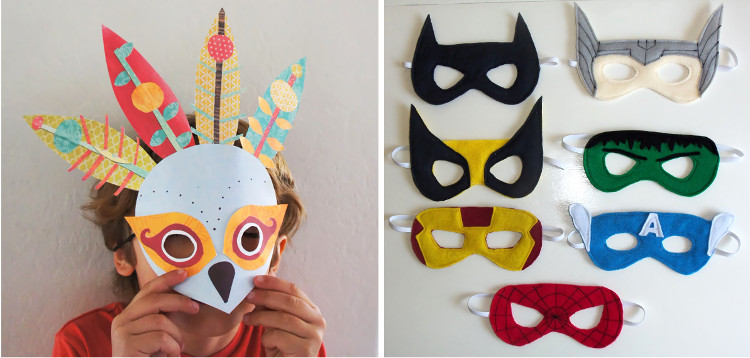 Paper and felt dressing up masks