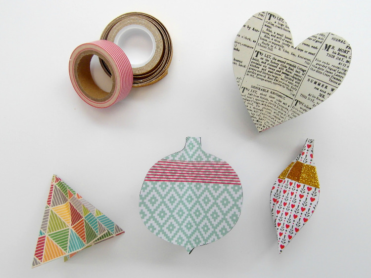 Cut out paper shapes and washi tape