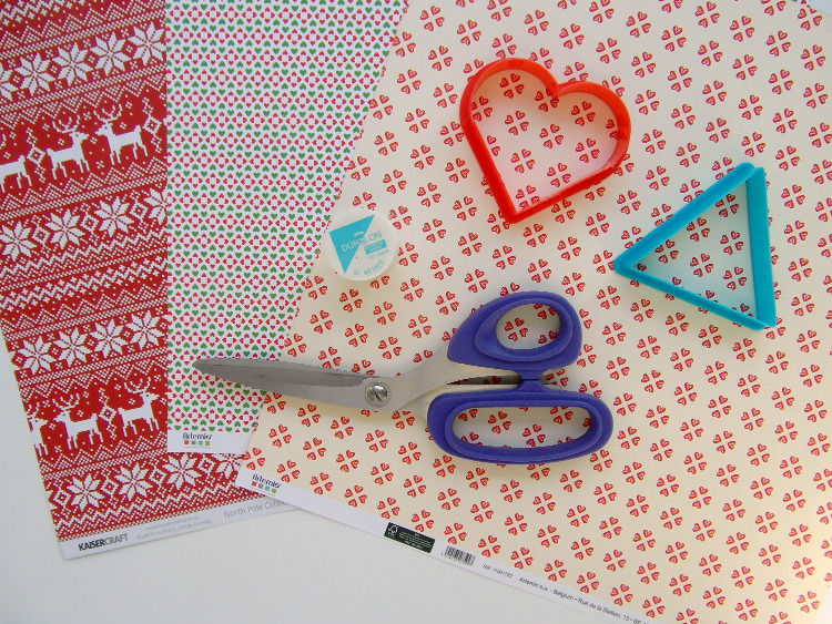 Christmas scrapbook papers and cookie cutters