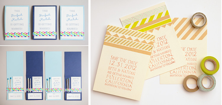 Washi Tape Save the Date card designs
