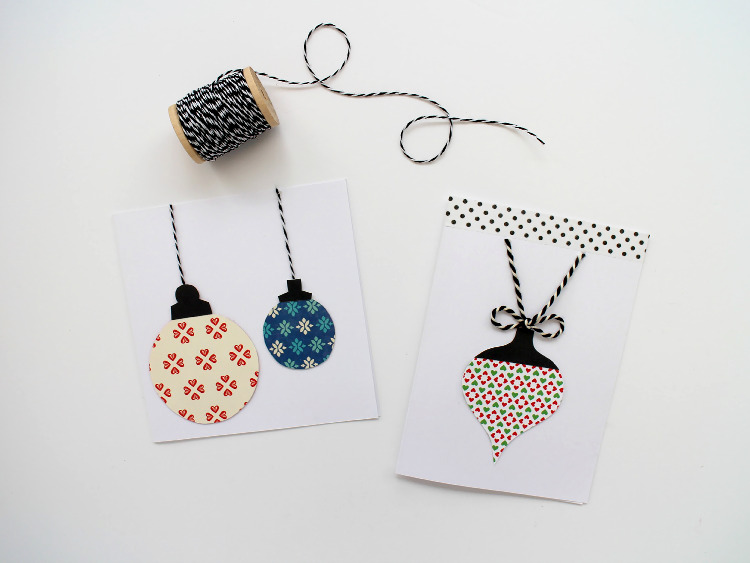 Scrapbook paper bauble Christmas cards