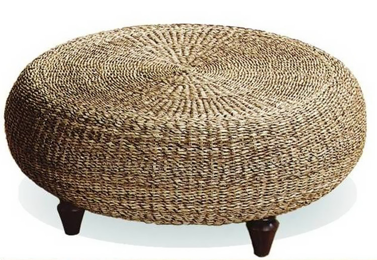 Ottoman made from an old tyre and thick twine