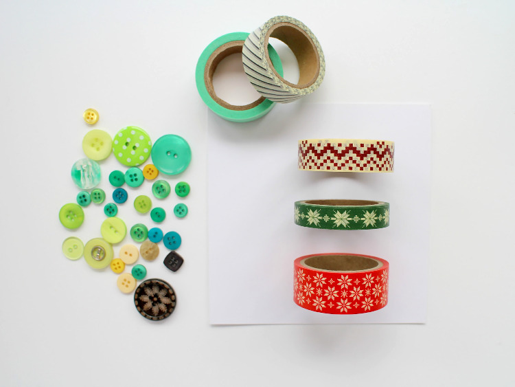 Card blanks, washi tape and buttons