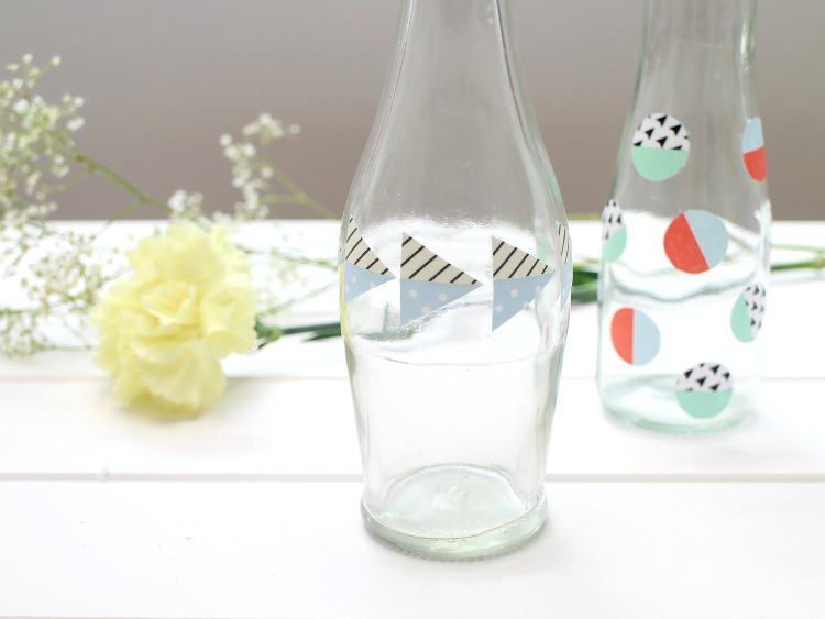 Washi tape stickers are great for jazzing up jars and bottles