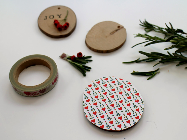 Wooden discs and washi tape