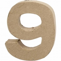3D Paper Mache Number Nine (9), 20.5cm tall