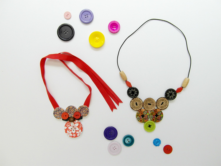 Handmade button necklaces