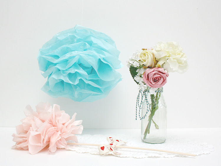 Handmade tissue paper poms