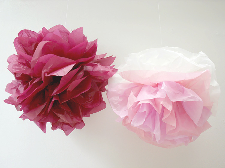 Pink tissue paper poms