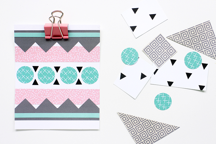 Printed paper scraps can be made into a cool geometric print or card