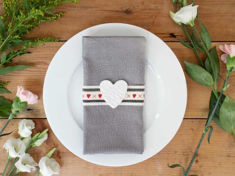 Air Dry Clay Table Setting for Valentines Day