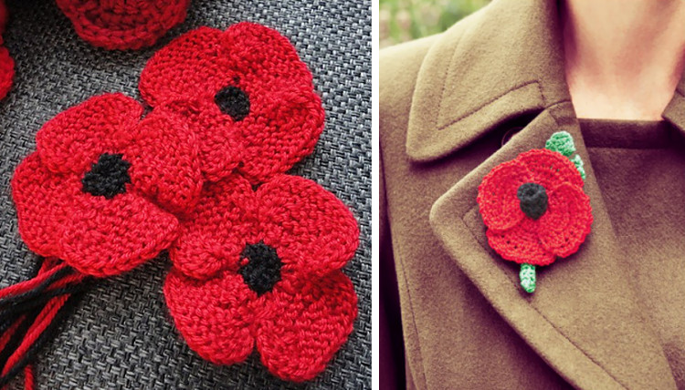 door or wall Handmade Large hanging crochet remembrance poppy for window 