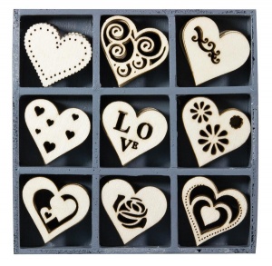 Wood Ornament Embellishment Box, Hearts