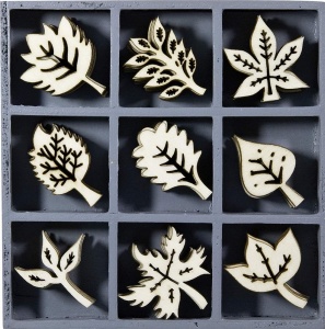 Wood Ornament Leaves Embellishment Box
