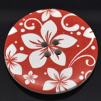 Pack of 8 White & Red Flower Round Buttons