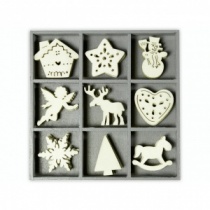 Wood ornament embellishment box - Christmas shape set 4